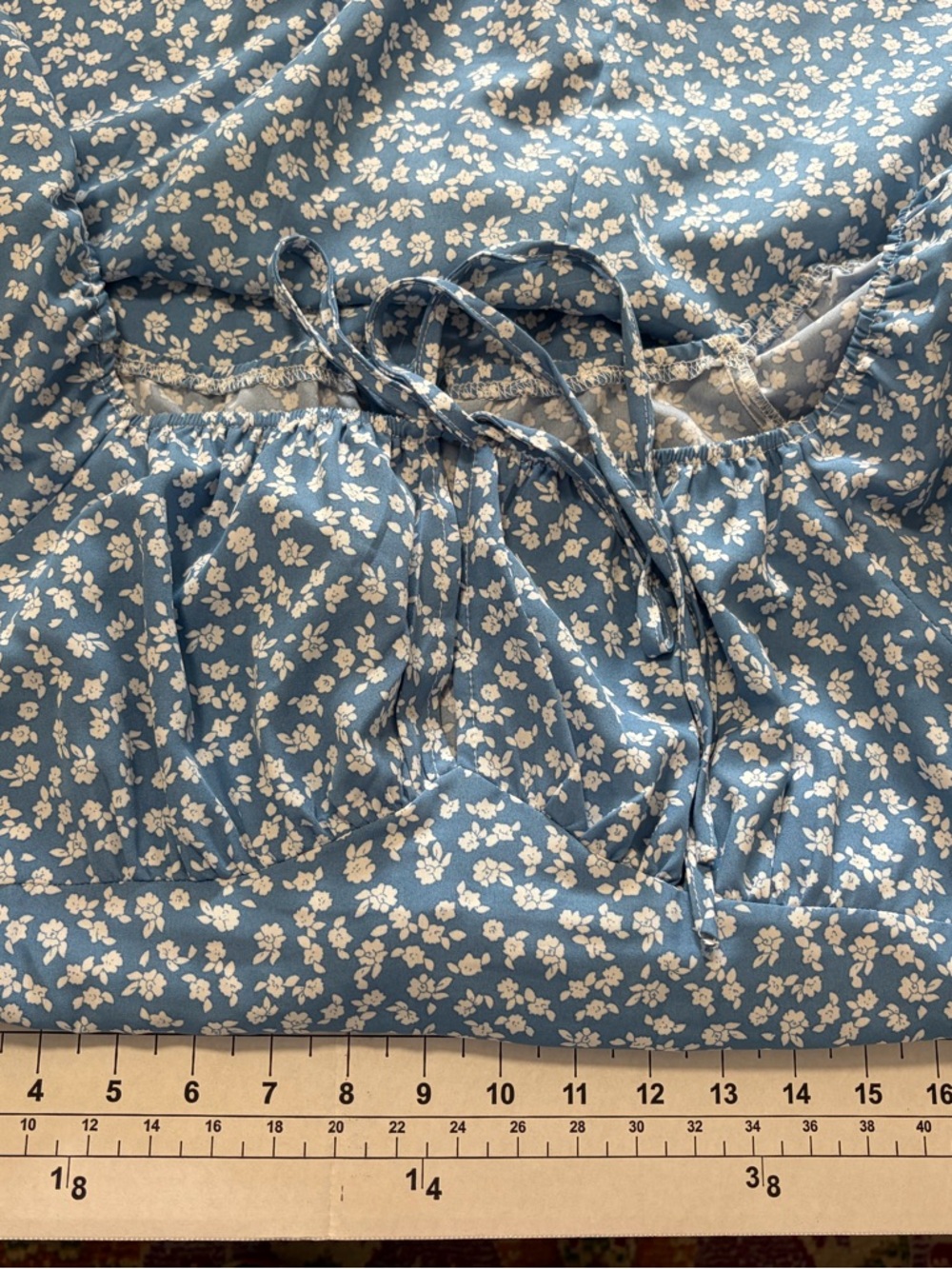 Amazon Blue Floral Maxi Dress with Puff Sleeves - Picture 3 of 4